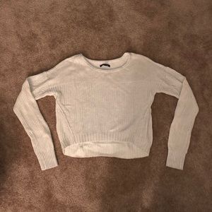 cream shimmer crop top sweater